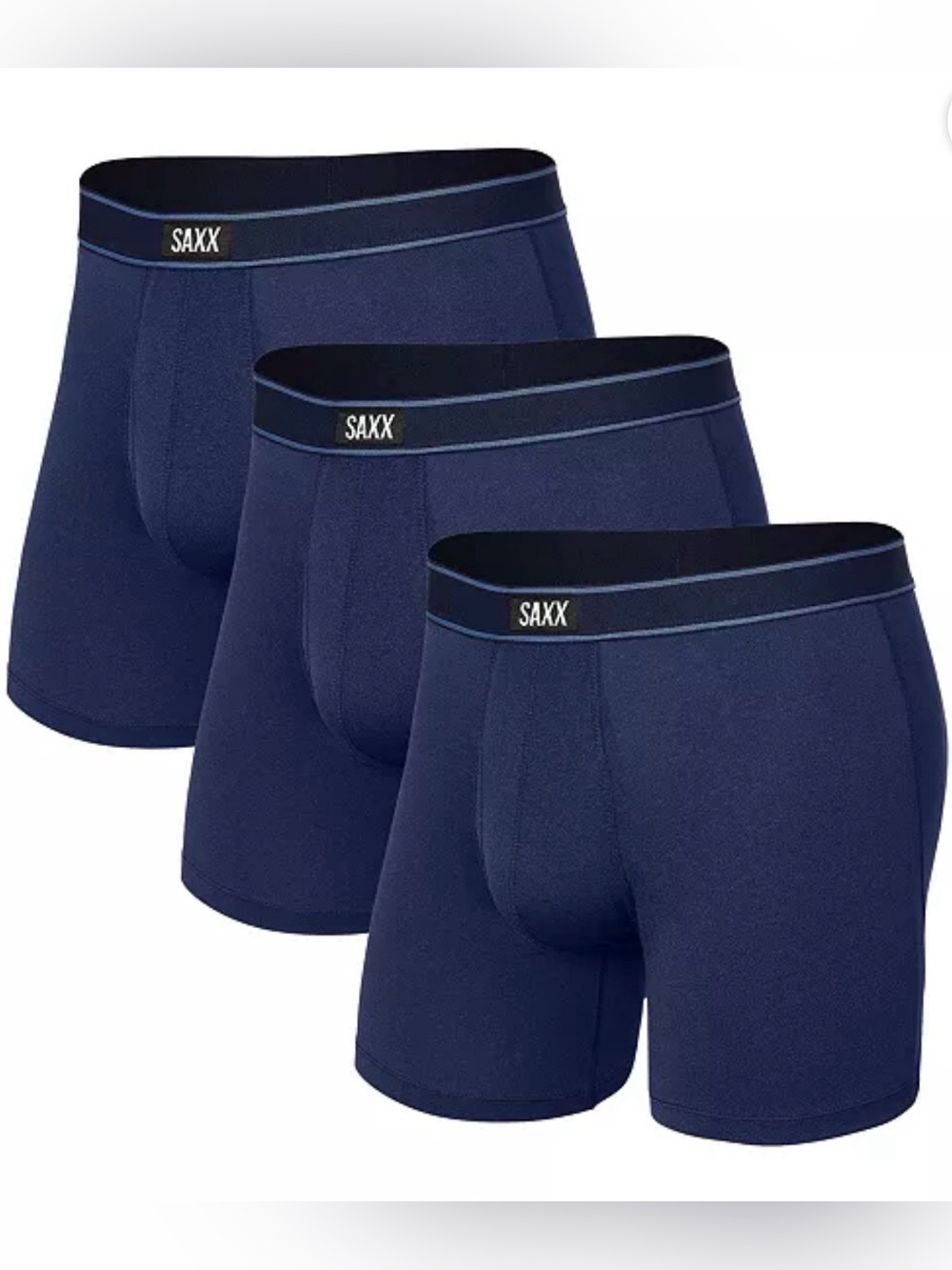 SAXX Daytripper Comfort Stretch Boxer Briefs, 3-Pack Navy Large NWT IN BOX
